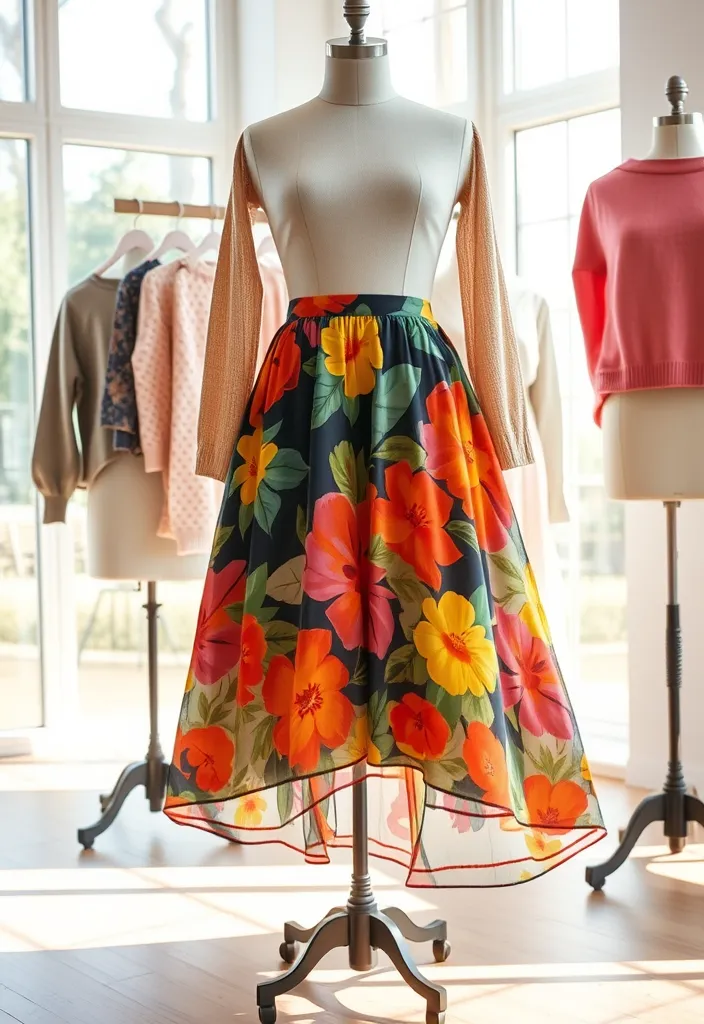 Spring Fling Floral Midi Skirt Ensemble