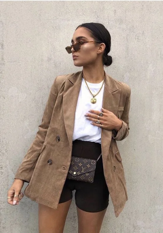 Chic Blazer & Biker Shorts Blend