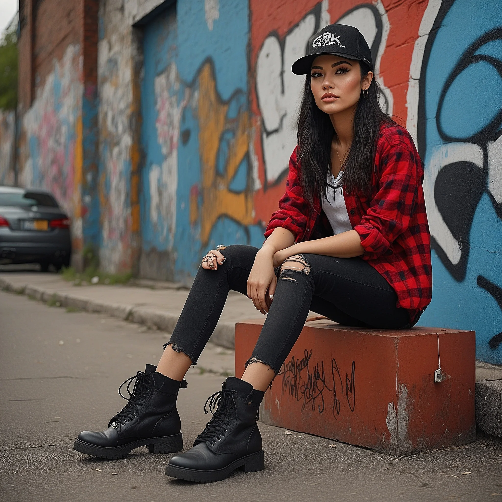 Urban Rebel: Plaid, Ripped Jeans & Combat Boots