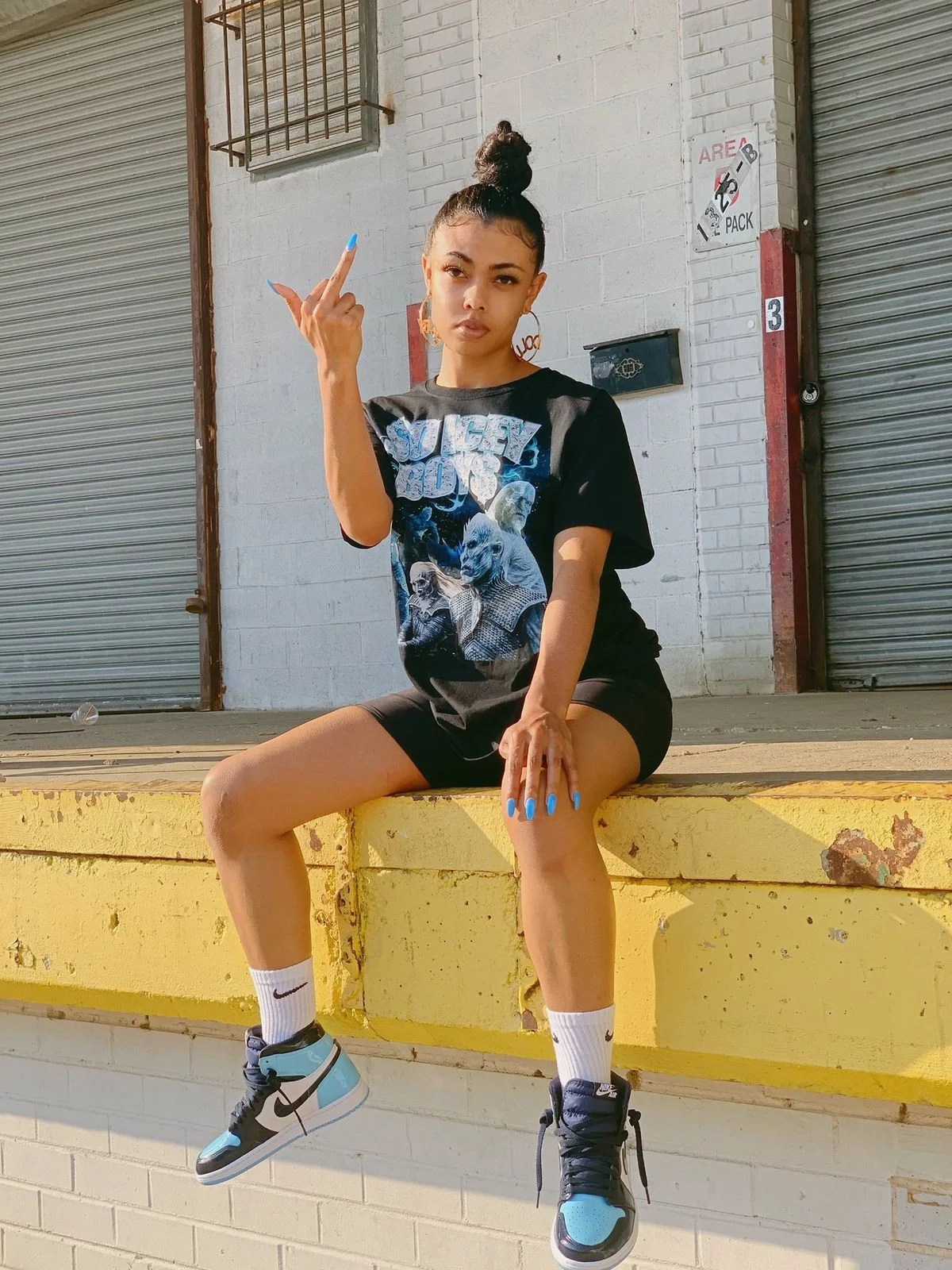 Edgy Streetwear Graphic Tee & Biker Shorts