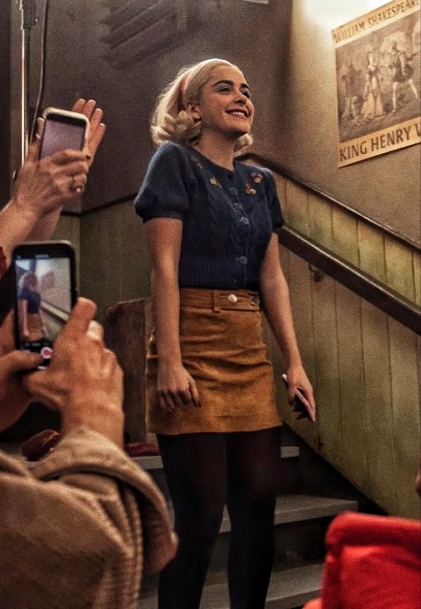 Sabrina Spellman Vibes: Cozy Cardigan & Suede Mini