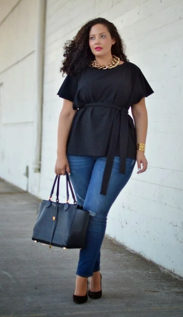 Chic & Confident: Plus Size Street Style with Gold Accents