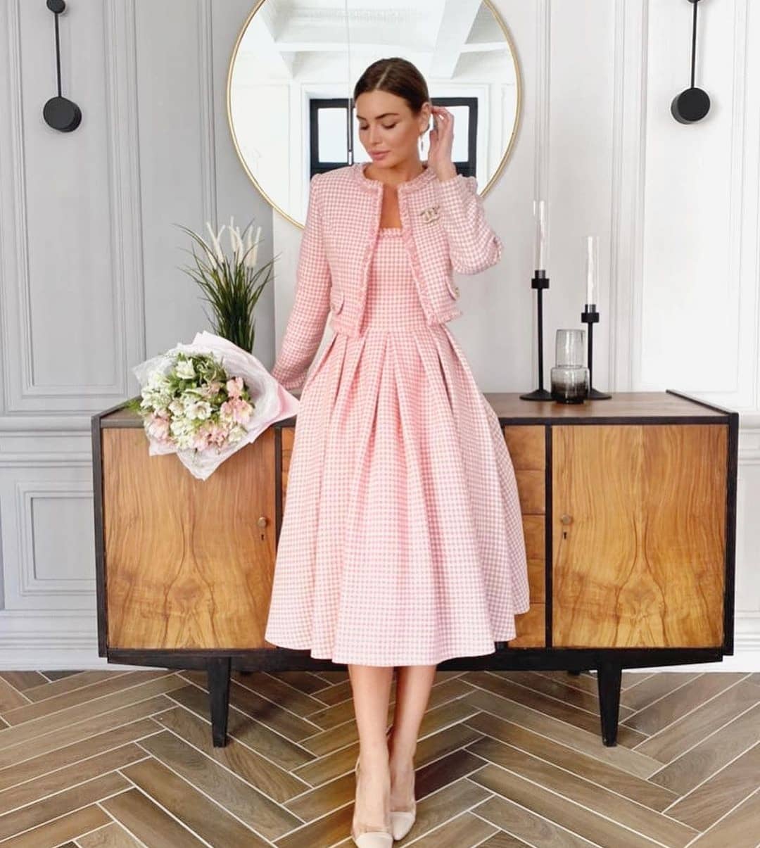 Pretty in Pink Co-ord: Gingham Tweed Elegance