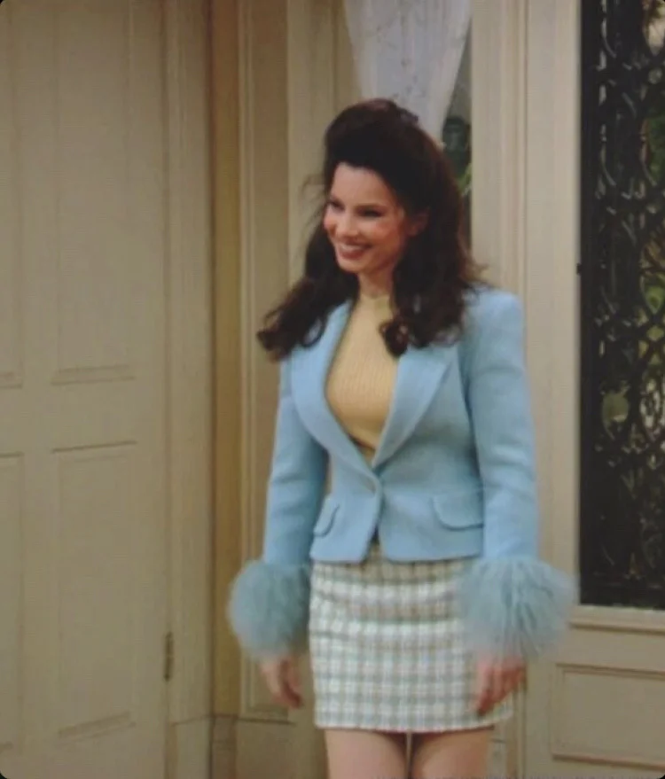 Fran Fine Inspired Chic: Plaid Mini & Faux Fur Cuffs