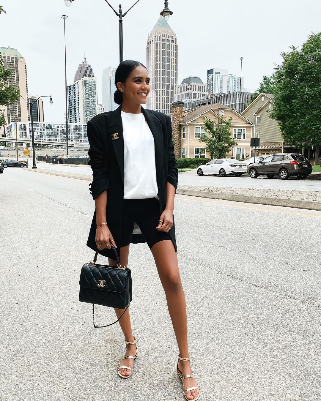 Chic Biker Shorts Blazer Combo