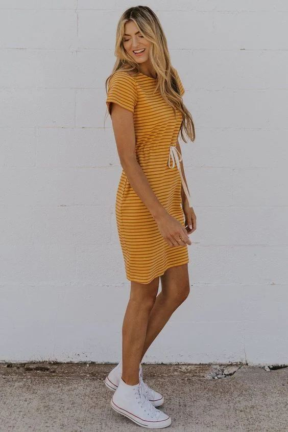 Sunny Casual Striped Dress & Sneakers