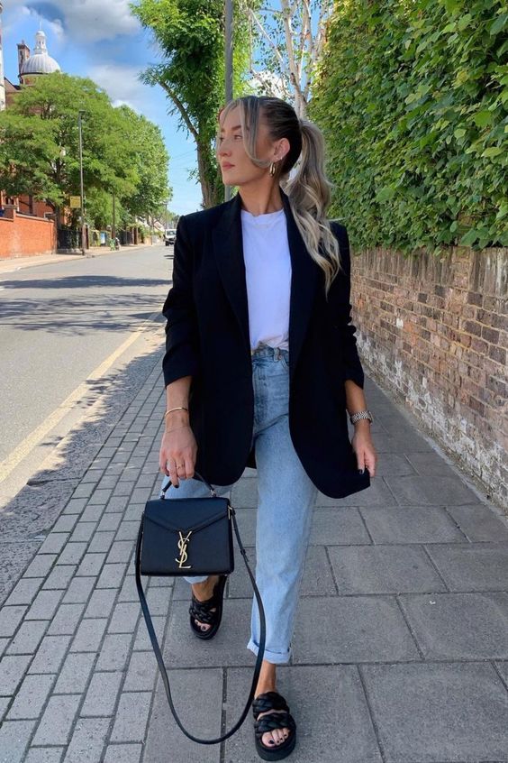 Chic College Ready: Blazer, Jeans & Designer Bag