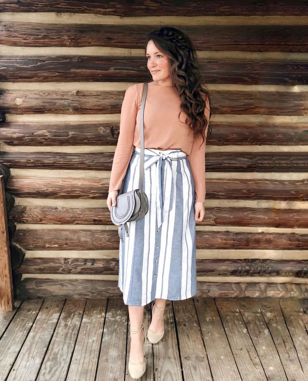 Chic Teacher Style: Striped Midi Skirt & Blouse