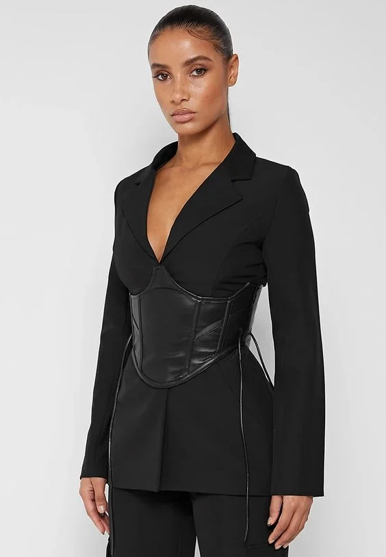 Edgy Chic: Corset-Detail Blazer
