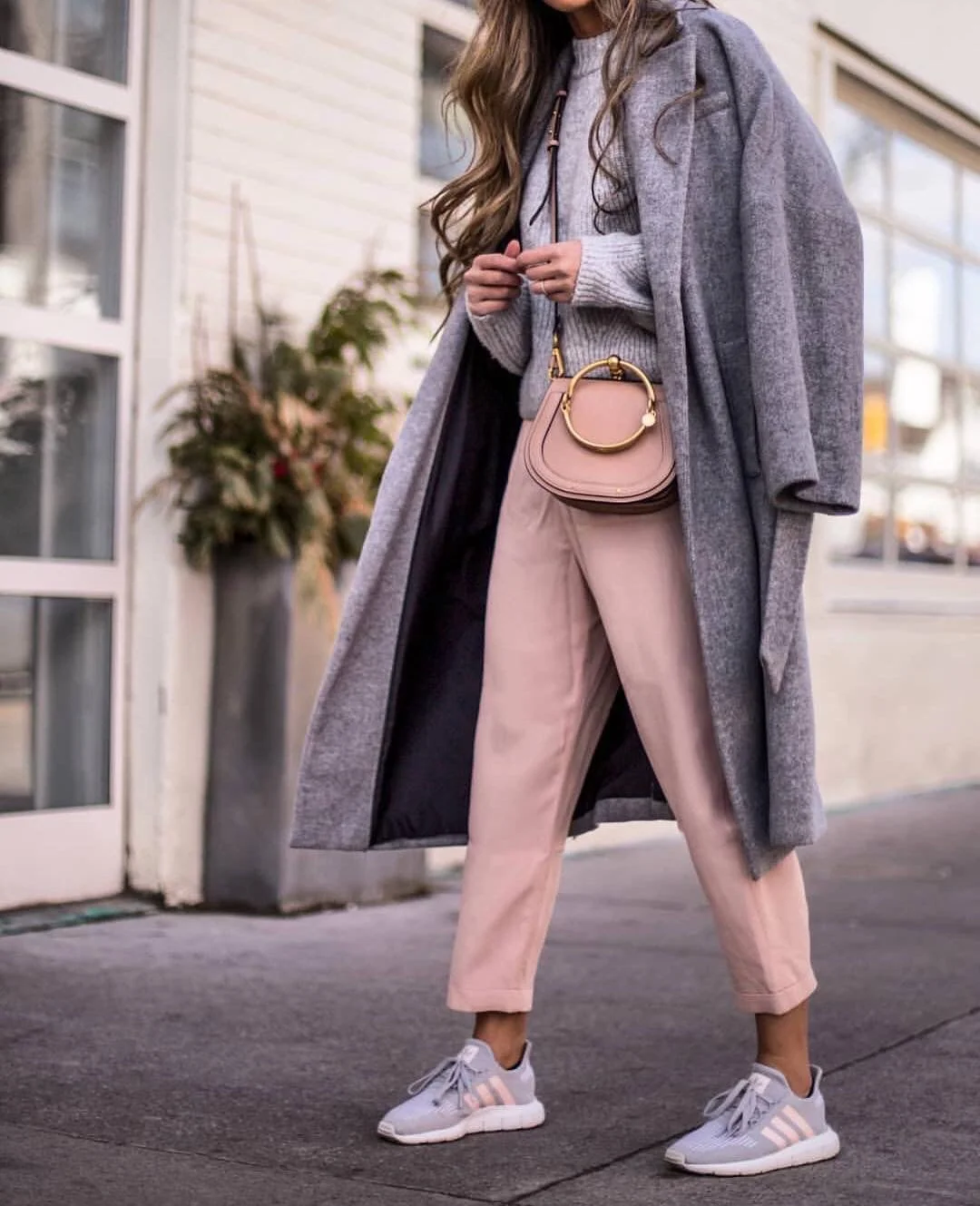 Pastel Perfection: Grey & Pink Color Block Chic