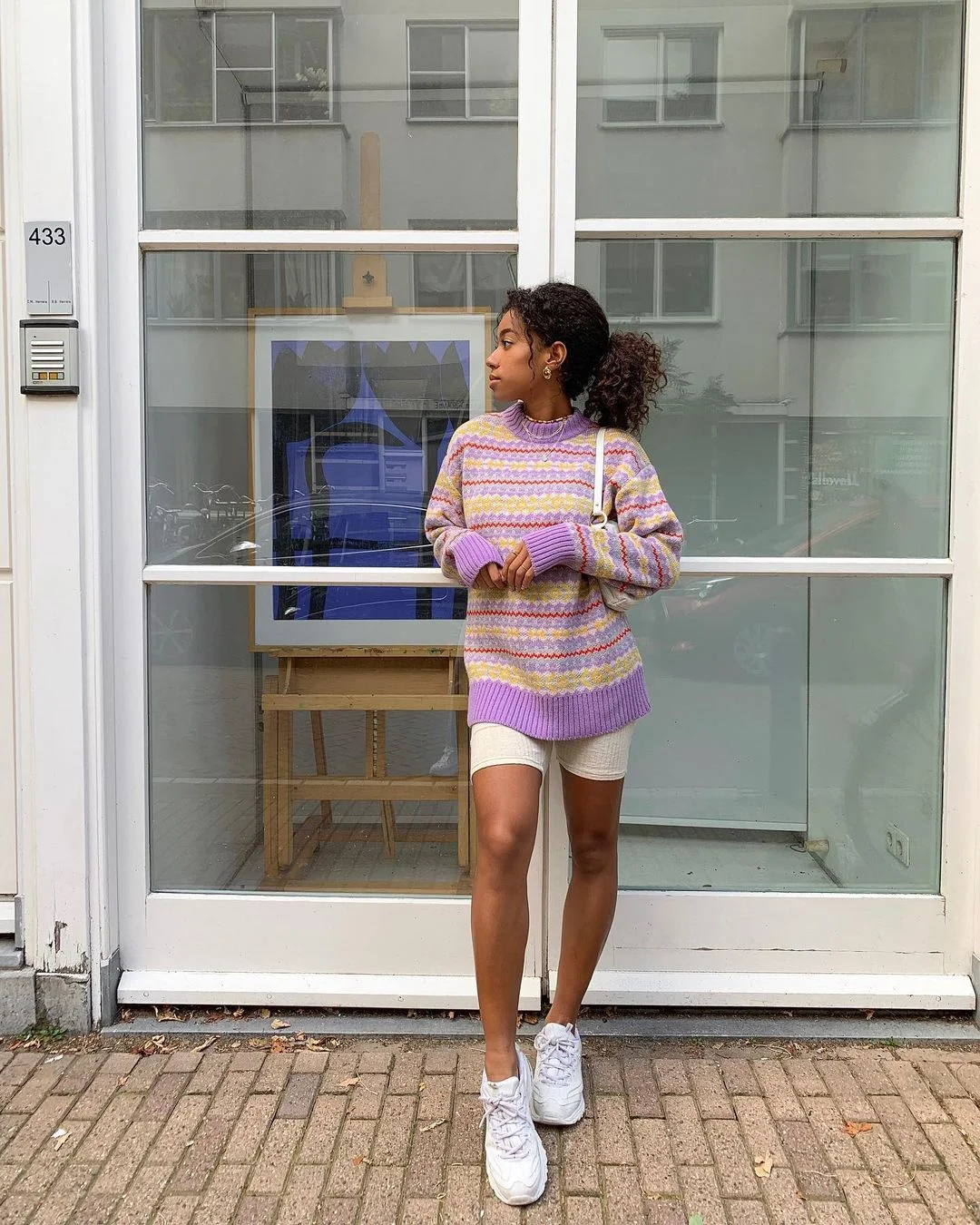 Cozy Meets Chic: Biker Shorts & Knit Sweater Vibe