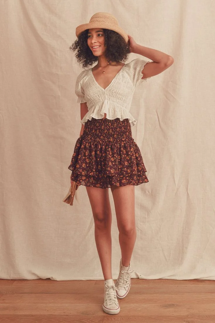 Boho Chic Mini Skirt & Peplum Top