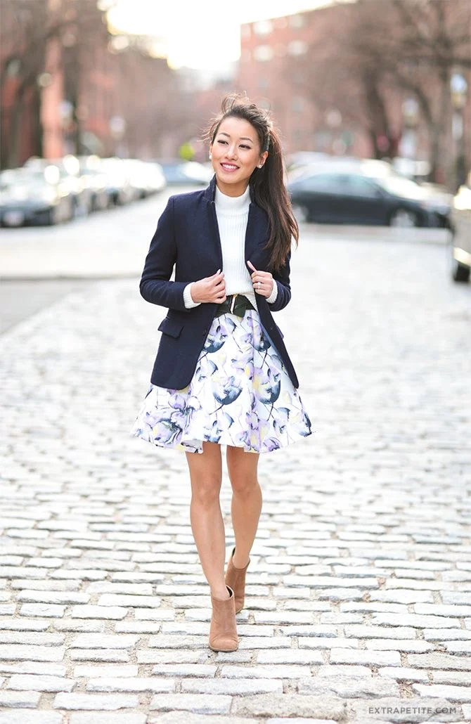 Chic Floral Skirt & Blazer Combo