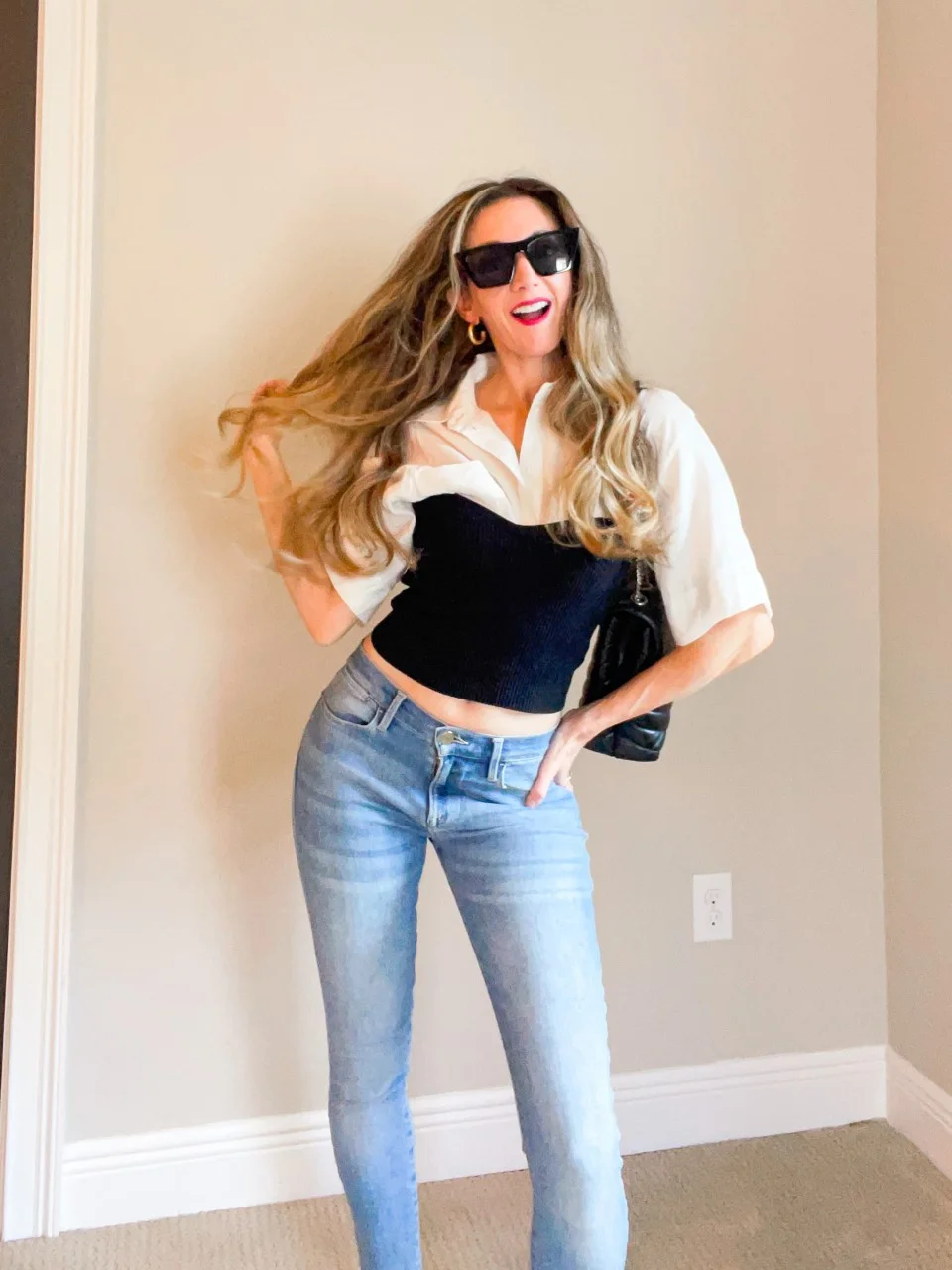 Corset & Button-Down Layered Look