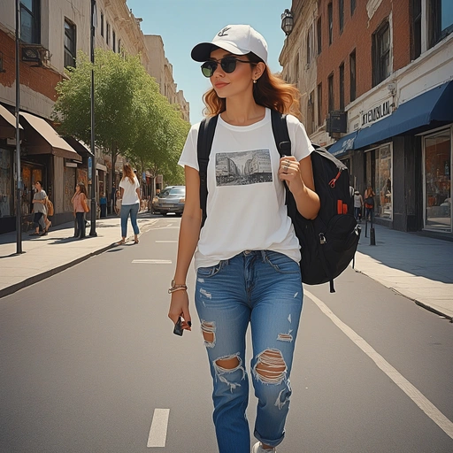 Street Style Chic: Baseball Cap & Ripped Jeans