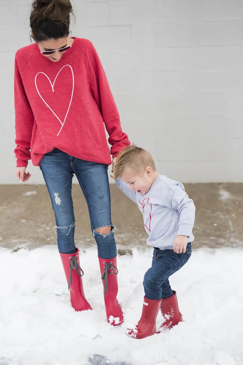 Mom & Son Twin Hearts Snow Day Style