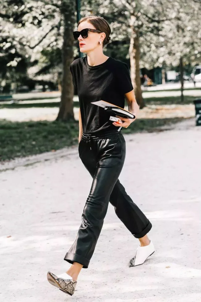 Edgy Tomboy Chic in Leather Joggers