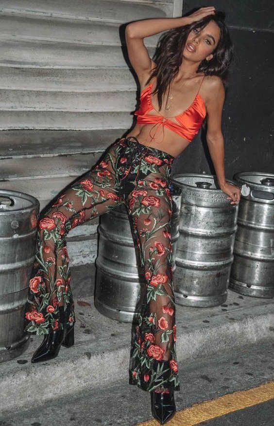 Sheer Rose Embroidered Rave Look